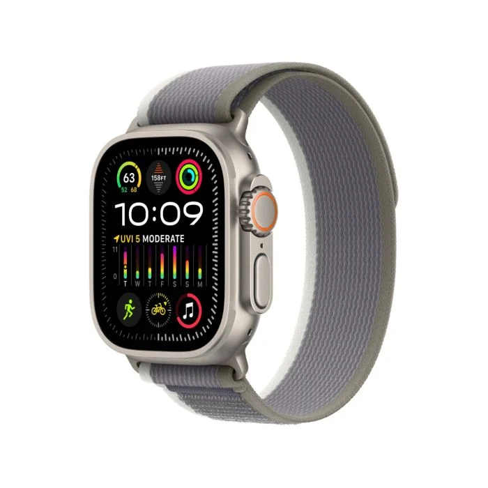 Apple Watch Ultra 2 Titanium Case with Green/Grey Trail Loop - S/M